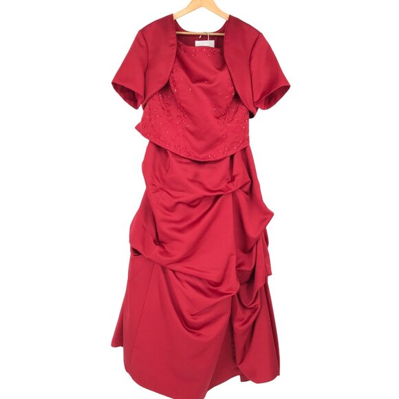 Alfred Angelo Dresses & Skirts - Alfred Angelo Three Piece Bridesmaid Dress Red Short Sleeve Jacket Womens 20